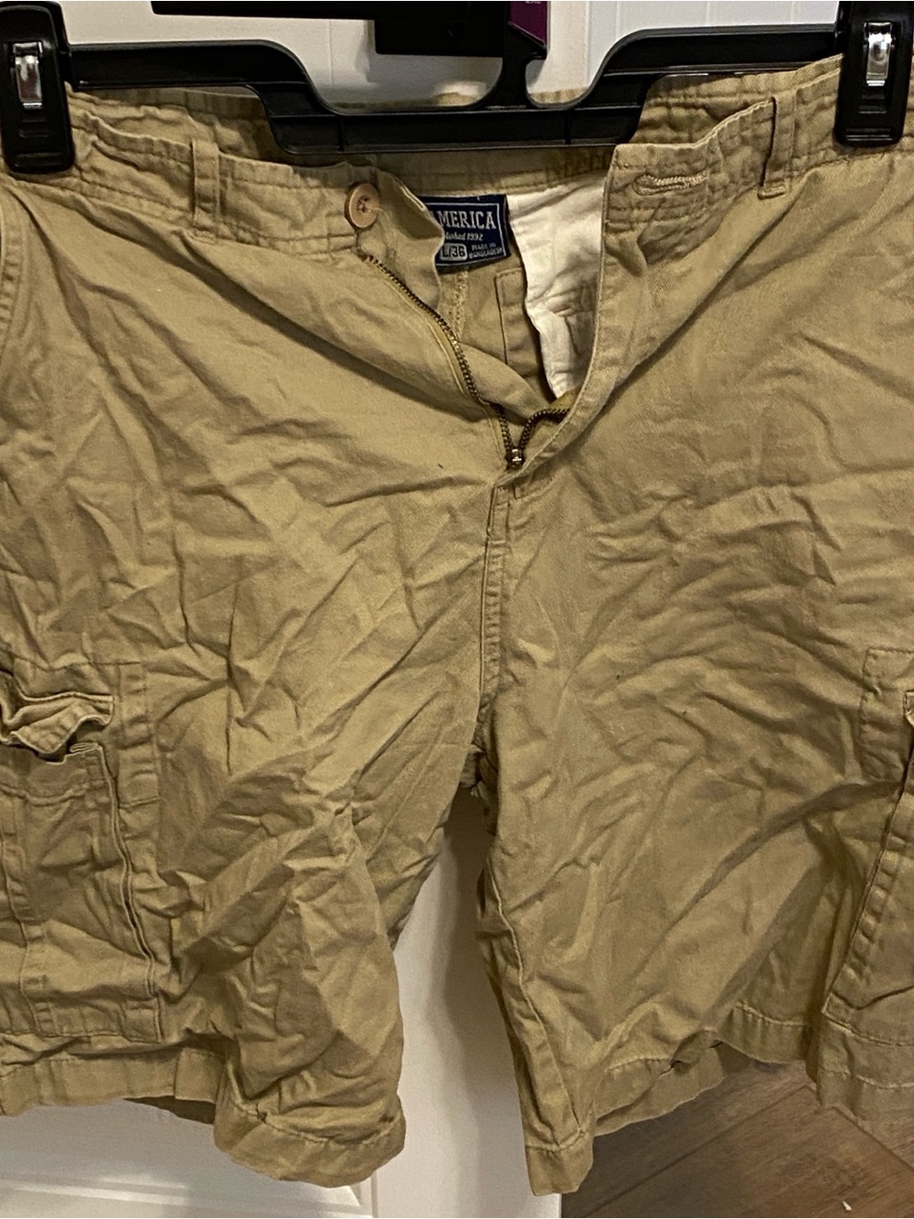 Khaki Cargo Men’s Shorts with UNC Emblem
